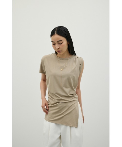 STYLEMIXER(スタイルミキサー)の「アシンメトリールーズT(Tシャツ/カットソー・レディース・ホワイト/ブラック/ライトベージュ・FREE)」の6枚目の写真