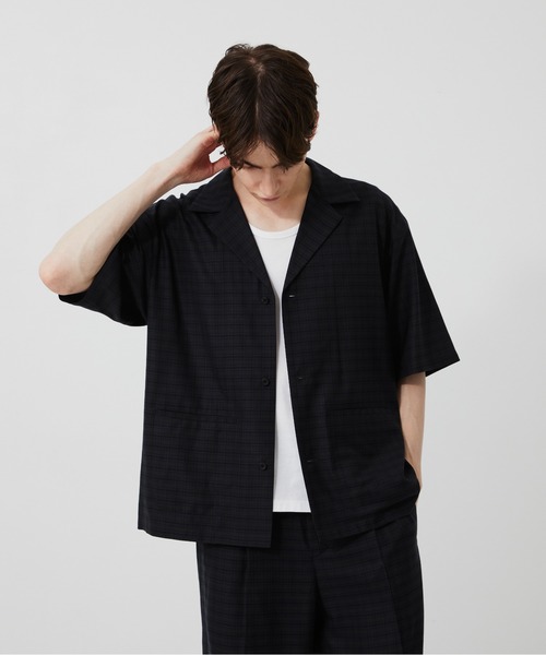 PUBLIC TOKYO(パブリックトウキョウ)の「【セットアップ対応】キュプラウールオープンカラーシャツ /ウォッシャブル/夏服(シャツ/ブラウス・メンズ・ブラック/チェック・1/2)」の17枚目の写真