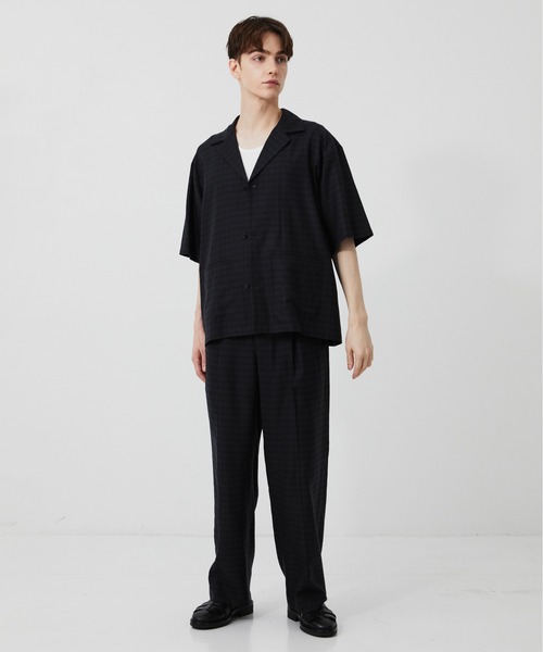 PUBLIC TOKYO(パブリックトウキョウ)の「【セットアップ対応】キュプラウールオープンカラーシャツ /ウォッシャブル/夏服(シャツ/ブラウス・メンズ・ブラック/チェック・1/2)」の8枚目の写真