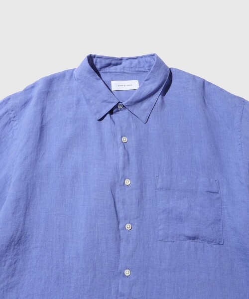 ADAM ET ROPE'(アダムエロペ)の「フレンチリネン レギュラーカラー ショートスリーブ シャツ / ロングシーズン着用可能(シャツ/ブラウス・メンズ・ブルー系その他6/ホワイト/ブラック/グレー・M/L)」の5枚目の写真