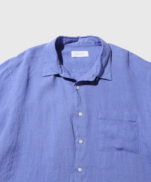 ADAM ET ROPE'(アダムエロペ)の「フレンチリネン レギュラーカラー ショートスリーブ シャツ / ロングシーズン着用可能(シャツ/ブラウス・メンズ・ブルー系その他6/ホワイト/ブラック/グレー・M/L)」の6枚目の写真