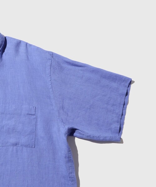 ADAM ET ROPE'(アダムエロペ)の「フレンチリネン レギュラーカラー ショートスリーブ シャツ / ロングシーズン着用可能(シャツ/ブラウス・メンズ・ブルー系その他6/ホワイト/ブラック/グレー・M/L)」の8枚目の写真