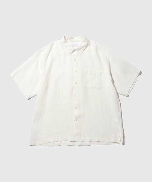 ADAM ET ROPE'(アダムエロペ)の「フレンチリネン レギュラーカラー ショートスリーブ シャツ / ロングシーズン着用可能(シャツ/ブラウス・メンズ・ブルー系その他6/ホワイト/ブラック/グレー・M/L)」の16枚目の写真