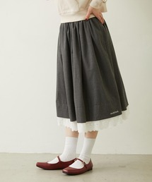 MILKFED. | LACE HEM STRIPED SKIRT(スカート)
