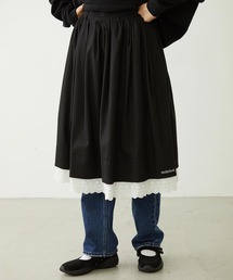 LACE HEM STRIPED SKIRT