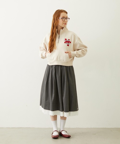 MILKFED.(ミルクフェド)の「LACE HEM STRIPED SKIRT(スカート・レディース・ベージュ/ブラック/グレー・ONE SIZE)」の10枚目の写真