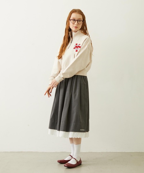 MILKFED.(ミルクフェド)の「LACE HEM STRIPED SKIRT(スカート・レディース・ベージュ/ブラック/グレー・ONE SIZE)」の11枚目の写真