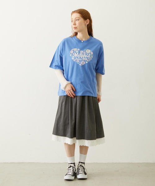 MILKFED.(ミルクフェド)の「LACE HEM STRIPED SKIRT(スカート・レディース・ベージュ/ブラック/グレー・ONE SIZE)」の12枚目の写真