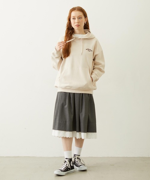 MILKFED.(ミルクフェド)の「LACE HEM STRIPED SKIRT(スカート・レディース・ベージュ/ブラック/グレー・ONE SIZE)」の15枚目の写真