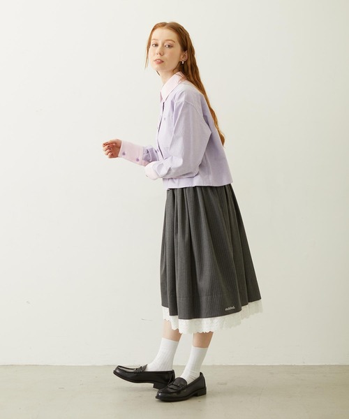 MILKFED.(ミルクフェド)の「LACE HEM STRIPED SKIRT(スカート・レディース・ベージュ/ブラック/グレー・ONE SIZE)」の17枚目の写真