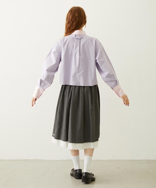 MILKFED.(ミルクフェド)の「LACE HEM STRIPED SKIRT(スカート・レディース・ベージュ/ブラック/グレー・ONE SIZE)」の18枚目の写真