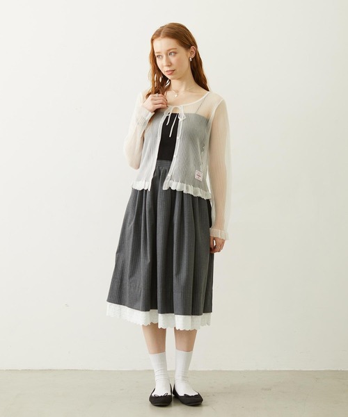 MILKFED.(ミルクフェド)の「LACE HEM STRIPED SKIRT(スカート・レディース・ベージュ/ブラック/グレー・ONE SIZE)」の22枚目の写真