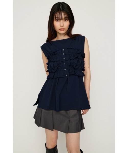 SLY(スライ)の「MULTI WAY 2P CUT TOPS マルチウェイツーピーカットトップス 春服 夏服 セット レイヤード(Tシャツ/カットソー・レディース・ネイビー/アイボリー/ブラック・FREE)」の1枚目の写真