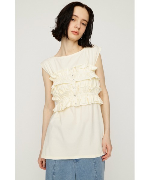 SLY(スライ)の「MULTI WAY 2P CUT TOPS マルチウェイツーピーカットトップス 春服 夏服 セット レイヤード(Tシャツ/カットソー・レディース・ネイビー/アイボリー/ブラック・FREE)」の2枚目の写真