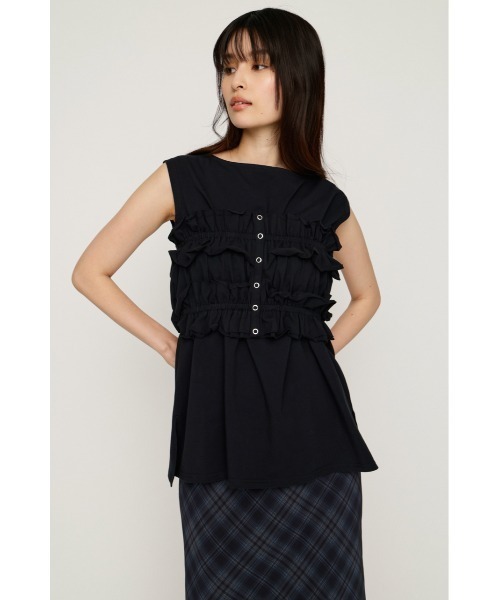 SLY(スライ)の「MULTI WAY 2P CUT TOPS マルチウェイツーピーカットトップス 春服 夏服 セット レイヤード(Tシャツ/カットソー・レディース・ネイビー/アイボリー/ブラック・FREE)」の3枚目の写真
