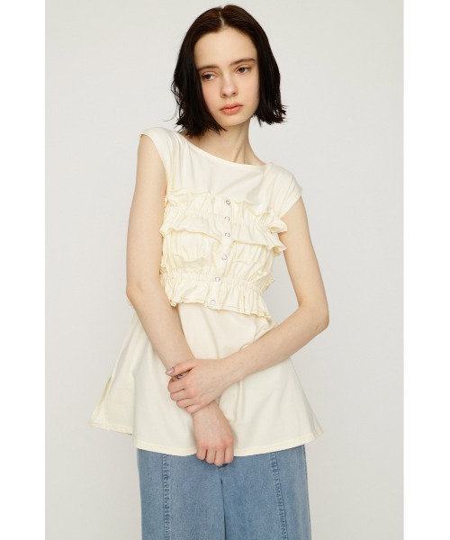 SLY(スライ)の「MULTI WAY 2P CUT TOPS マルチウェイツーピーカットトップス 春服 夏服 セット レイヤード(Tシャツ/カットソー・レディース・ネイビー/アイボリー/ブラック・FREE)」の5枚目の写真