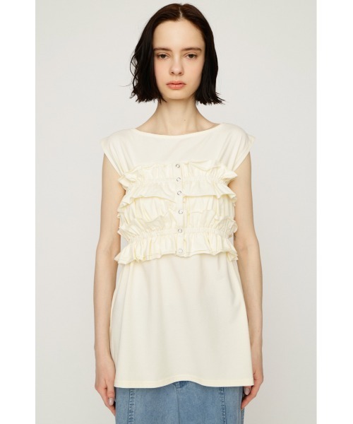 SLY(スライ)の「MULTI WAY 2P CUT TOPS マルチウェイツーピーカットトップス 春服 夏服 セット レイヤード(Tシャツ/カットソー・レディース・ネイビー/アイボリー/ブラック・FREE)」の6枚目の写真