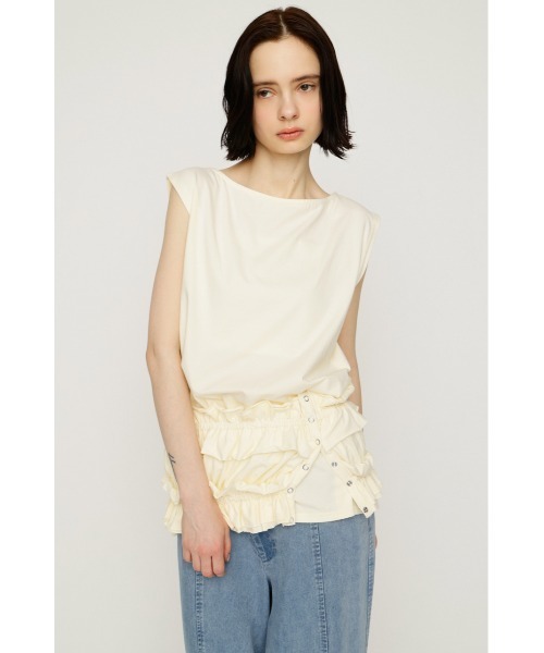 SLY(スライ)の「MULTI WAY 2P CUT TOPS マルチウェイツーピーカットトップス 春服 夏服 セット レイヤード(Tシャツ/カットソー・レディース・ネイビー/アイボリー/ブラック・FREE)」の9枚目の写真