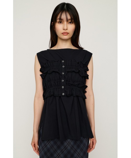 SLY(スライ)の「MULTI WAY 2P CUT TOPS マルチウェイツーピーカットトップス 春服 夏服 セット レイヤード(Tシャツ/カットソー・レディース・ネイビー/アイボリー/ブラック・FREE)」の15枚目の写真