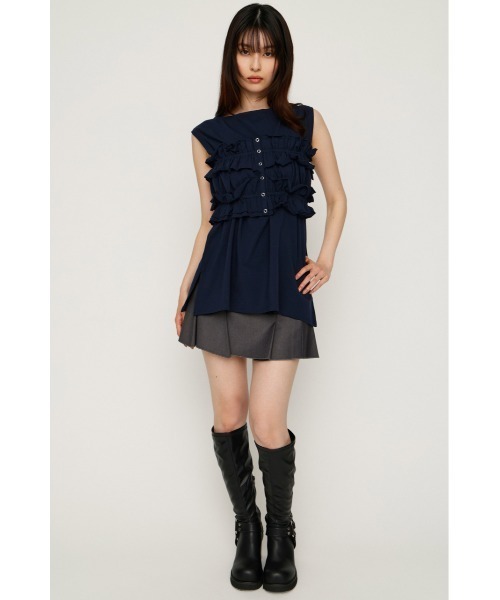 SLY(スライ)の「MULTI WAY 2P CUT TOPS マルチウェイツーピーカットトップス 春服 夏服 セット レイヤード(Tシャツ/カットソー・レディース・ネイビー/アイボリー/ブラック・FREE)」の16枚目の写真