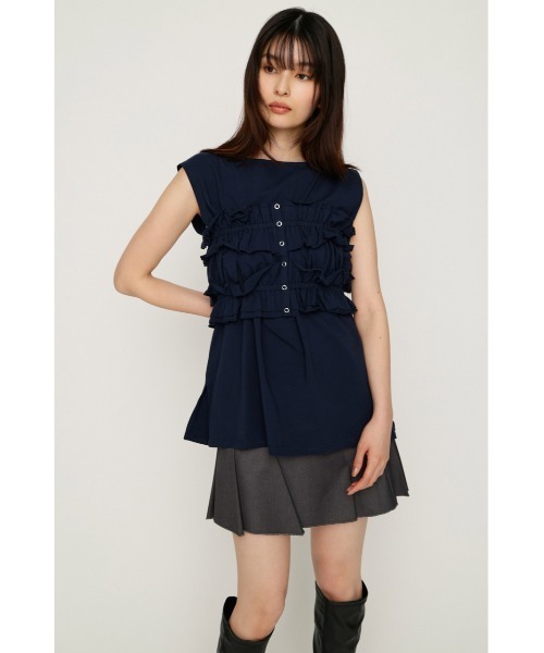 SLY(スライ)の「MULTI WAY 2P CUT TOPS マルチウェイツーピーカットトップス 春服 夏服 セット レイヤード(Tシャツ/カットソー・レディース・ネイビー/アイボリー/ブラック・FREE)」の17枚目の写真
