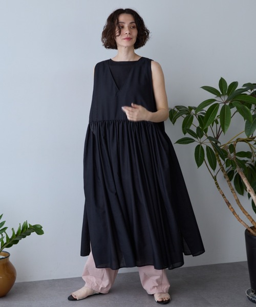 Libra Cue(リブラ キュー)の「サイドリボンジレワンピース(ワンピース・レディース・ブラック/ホワイト・FREE)」の10枚目の写真