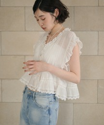 LAULEN | ramie lace frill blouse /ラミーレースフリルブラウス(シャツ/ブラウス)