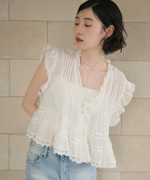 LAULEN(ローレン)の「ramie lace frill blouse /ラミーレースフリルブラウス(シャツ/ブラウス・レディース・ホワイト/ブラック・FREE)」の13枚目の写真