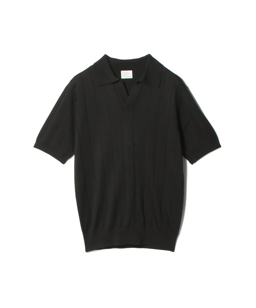 ESTNATION（エストネーション）の「ESTNATION / ウォッシャブルシルク スキッパーニット（ニット/セーター・メンズ・ネイビー/ブラック・MEDIUM/LARGE/X-LARGE）」の2枚目の写真