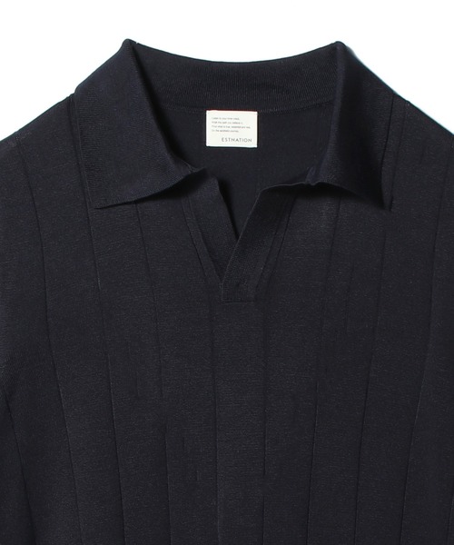 ESTNATION（エストネーション）の「ESTNATION / ウォッシャブルシルク スキッパーニット（ニット/セーター・メンズ・ネイビー/ブラック・MEDIUM/LARGE/X-LARGE）」の4枚目の写真