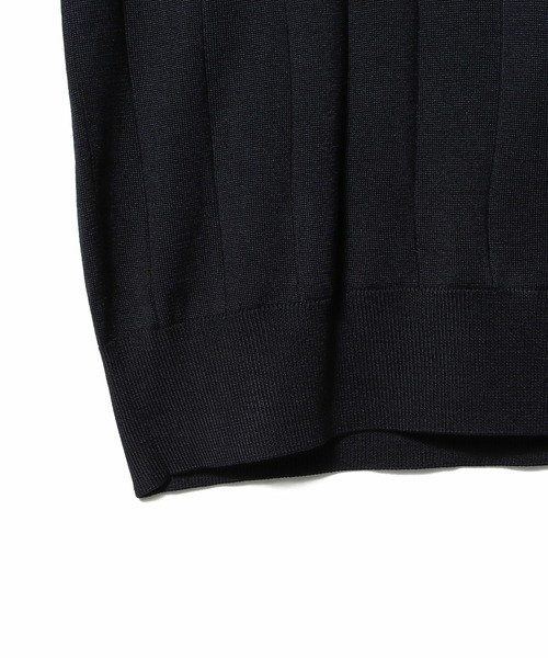 ESTNATION（エストネーション）の「ESTNATION / ウォッシャブルシルク スキッパーニット（ニット/セーター・メンズ・ネイビー/ブラック・MEDIUM/LARGE/X-LARGE）」の6枚目の写真