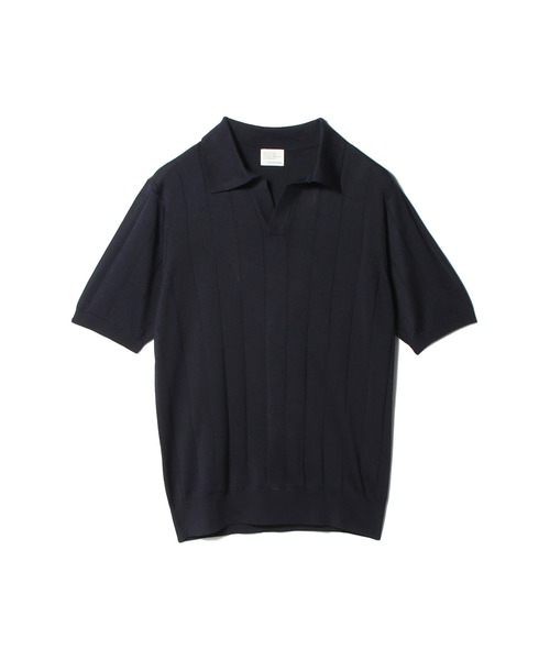 ESTNATION（エストネーション）の「ESTNATION / ウォッシャブルシルク スキッパーニット（ニット/セーター・メンズ・ネイビー/ブラック・MEDIUM/LARGE/X-LARGE）」の12枚目の写真