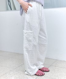 EYELET POCKET WIDE PANTS_WHITE