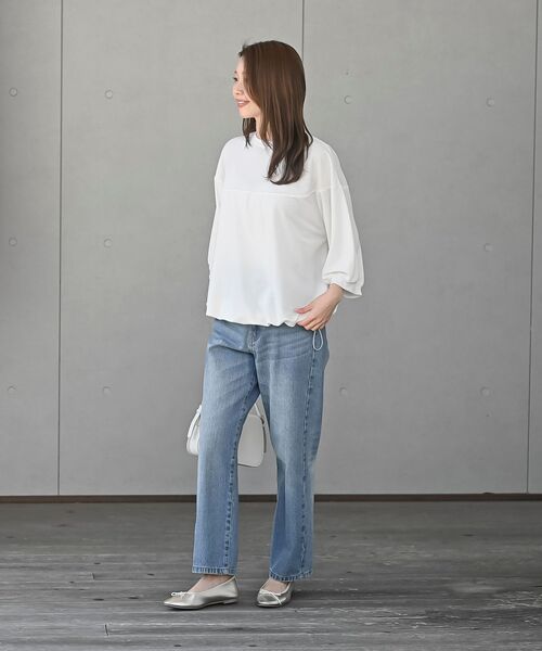 rps（アールピーエス）の「接触冷感裾ドロストバルーンプルオーバー（Tシャツ/カットソー・レディース・ブラック/アイボリー/チャコールグレー/グレイッシュベージュ・フリー）」の5枚目の写真