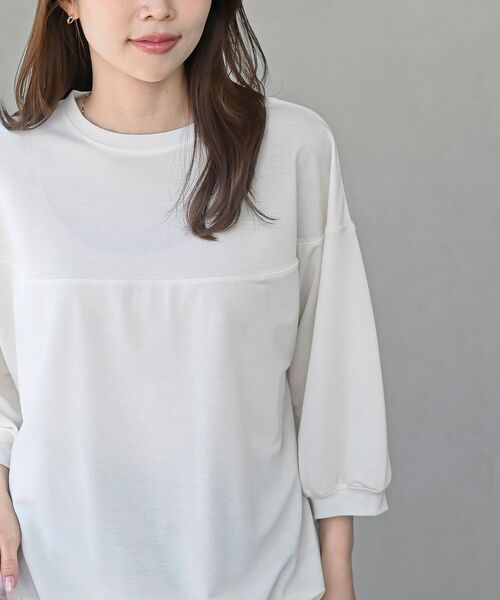 rps（アールピーエス）の「接触冷感裾ドロストバルーンプルオーバー（Tシャツ/カットソー・レディース・ブラック/アイボリー/チャコールグレー/グレイッシュベージュ・フリー）」の9枚目の写真