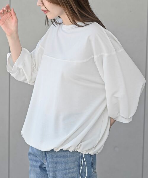 rps（アールピーエス）の「接触冷感裾ドロストバルーンプルオーバー（Tシャツ/カットソー・レディース・ブラック/アイボリー/チャコールグレー/グレイッシュベージュ・フリー）」の10枚目の写真