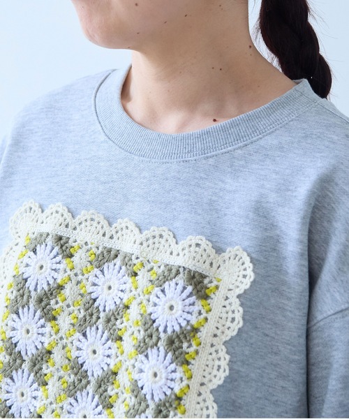 yuni（ユニ　）の「Cotton裏毛 color lace pullover（スウェット・レディース・ブラック/ホワイト/グレー/サックスブルー・FREE）」の13枚目の写真