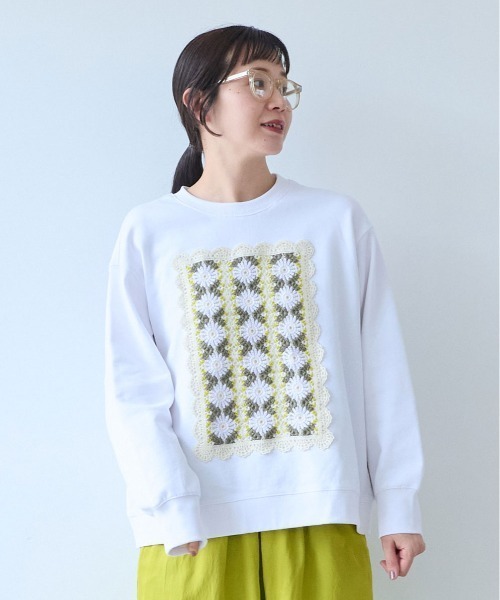 yuni（ユニ　）の「Cotton裏毛 color lace pullover（スウェット・レディース・ブラック/ホワイト/グレー/サックスブルー・FREE）」の16枚目の写真