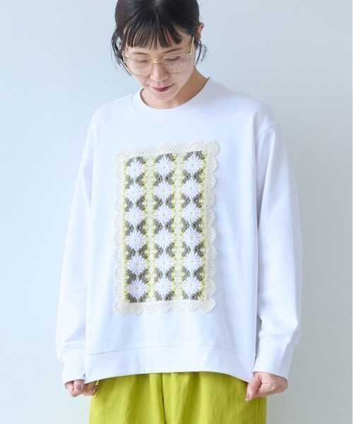 yuni（ユニ　）の「Cotton裏毛 color lace pullover（スウェット・レディース・ブラック/ホワイト/グレー/サックスブルー・FREE）」の17枚目の写真