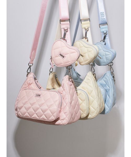 FURFUR(ファーファー)の「2SET撥水ナイロンキルティングムーンバッグ(ショルダーバッグ・レディース・ブラック/ピンク/ライトブルー/クリーム/カーキ・F)」の8枚目の写真
