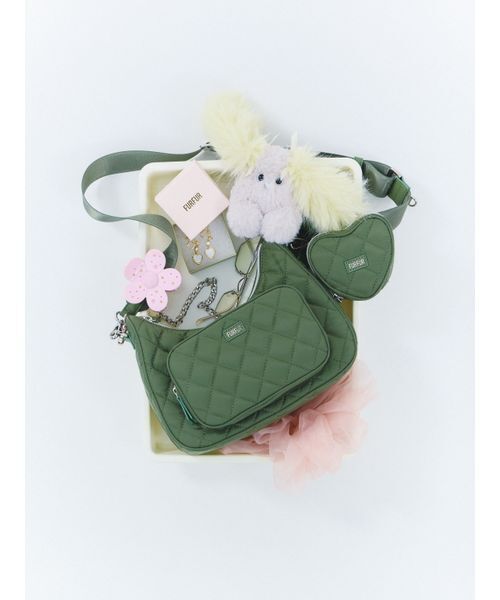 FURFUR(ファーファー)の「2SET撥水ナイロンキルティングムーンバッグ(ショルダーバッグ・レディース・ブラック/ピンク/ライトブルー/クリーム/カーキ・F)」の14枚目の写真