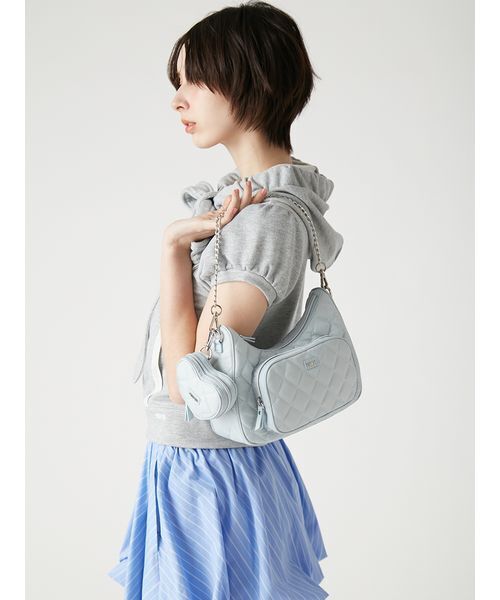 FURFUR(ファーファー)の「2SET撥水ナイロンキルティングムーンバッグ(ショルダーバッグ・レディース・ブラック/ピンク/ライトブルー/クリーム/カーキ・F)」の15枚目の写真
