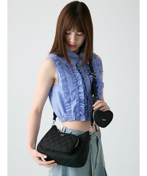FURFUR(ファーファー)の「2SET撥水ナイロンキルティングムーンバッグ(ショルダーバッグ・レディース・ブラック/ピンク/ライトブルー/クリーム/カーキ・F)」の20枚目の写真