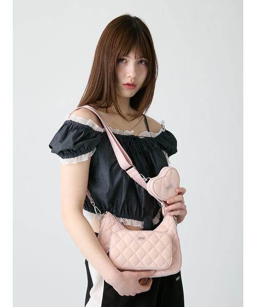 FURFUR(ファーファー)の「2SET撥水ナイロンキルティングムーンバッグ(ショルダーバッグ・レディース・ブラック/ピンク/ライトブルー/クリーム/カーキ・F)」の22枚目の写真