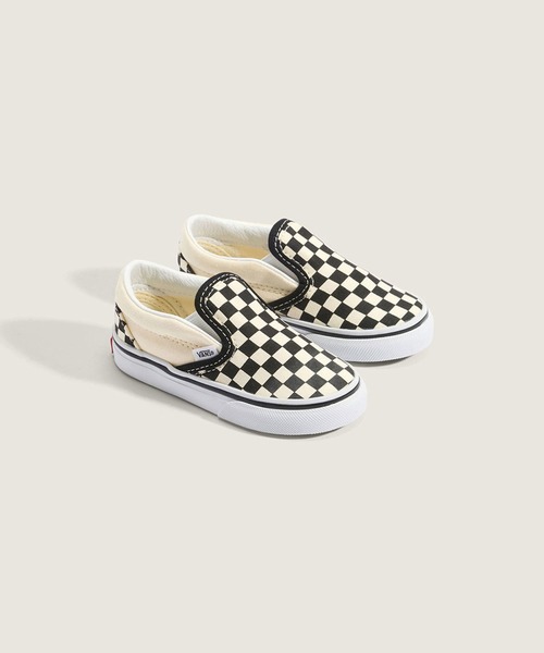 VANS（バンズ）の「トドラー クラシック スリッポン / TD Classic Slip-On Blk&WhtChck VN000EX8BWW1（スリッポン・キッズ・ブラック×ホワイト・10/9/8/7/6/5）」の2枚目の写真
