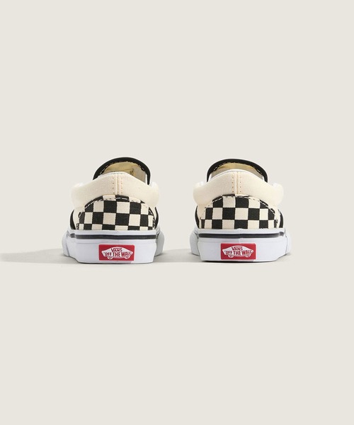 VANS（バンズ）の「トドラー クラシック スリッポン / TD Classic Slip-On Blk&WhtChck VN000EX8BWW1（スリッポン・キッズ・ブラック×ホワイト・10/9/8/7/6/5）」の4枚目の写真