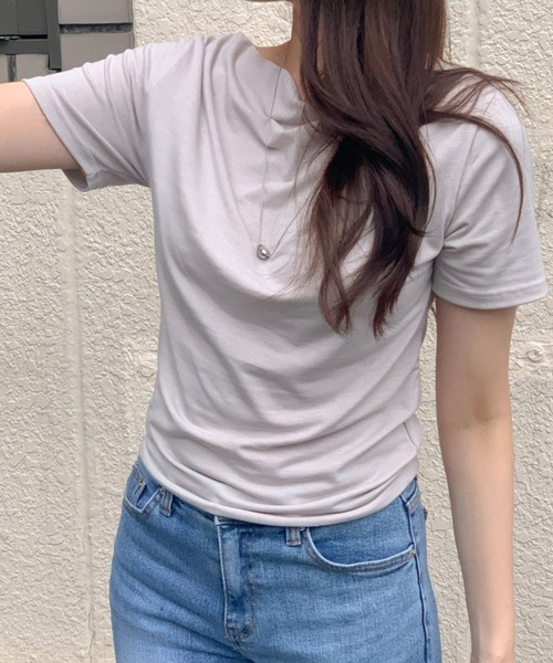 mineng(マイング)の「【ドレープ/3カラー】ジェニードレープTシャツ(Tシャツ/カットソー・レディース・ベージュ/ブラック/アイボリー・FREE)」の10枚目の写真
