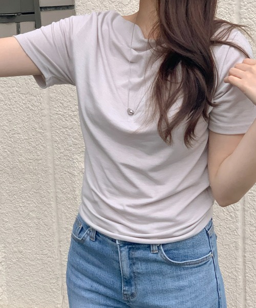 mineng(マイング)の「【ドレープ/3カラー】ジェニードレープTシャツ(Tシャツ/カットソー・レディース・ベージュ/ブラック/アイボリー・FREE)」の11枚目の写真