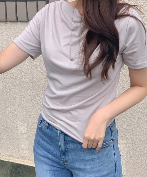 mineng(マイング)の「【ドレープ/3カラー】ジェニードレープTシャツ(Tシャツ/カットソー・レディース・ベージュ/ブラック/アイボリー・FREE)」の12枚目の写真