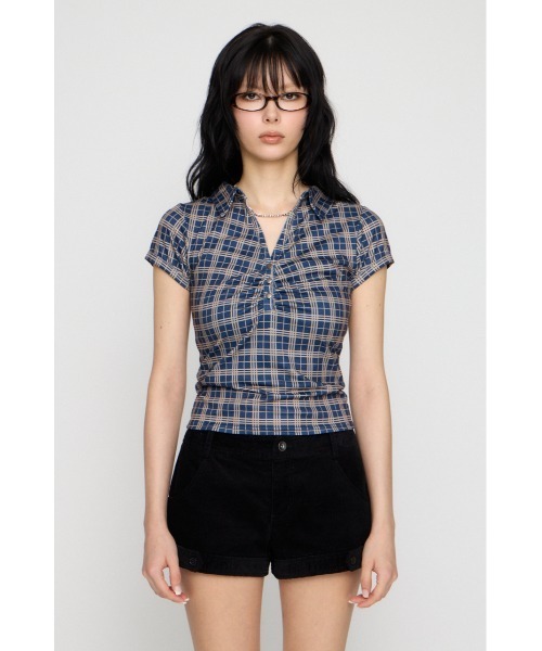 LAGUA GEM(ラグアジェム)の「CHECK COMPACT トップス(Tシャツ/カットソー・レディース・ネイビー/ブラウン/グレー・FREE)」の22枚目の写真